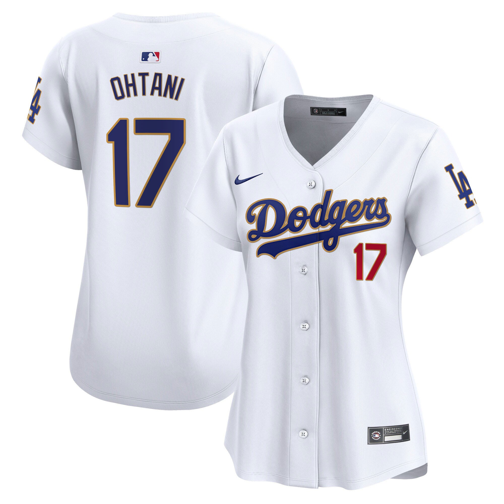 Women’S Dodgers Gold Trim Vapor Premier Limited Jersey – All Stitched