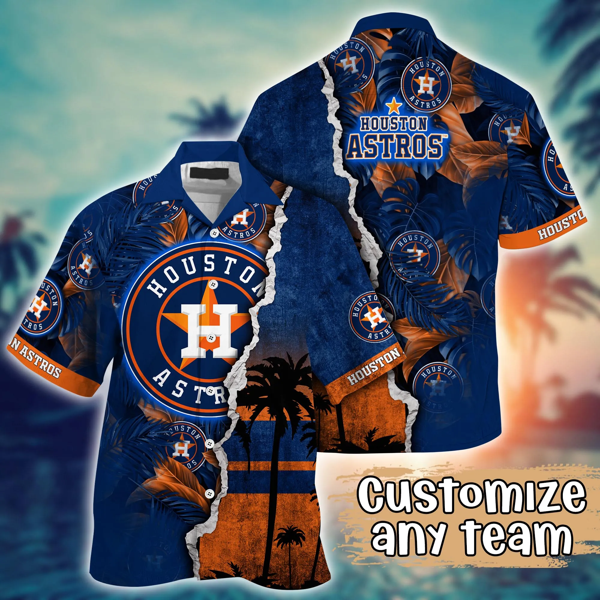 Houston Astros Mlb Hawaiian Shirt Custom Sunburn Aloha Shirt