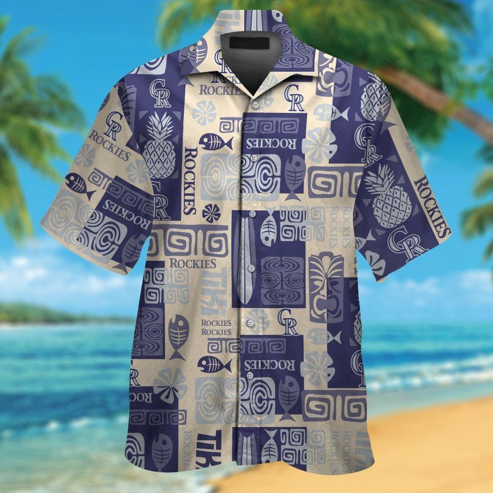 Colorado Rockies Short Sleeve Button Up Tropical Hawaiian Shirt Ver07