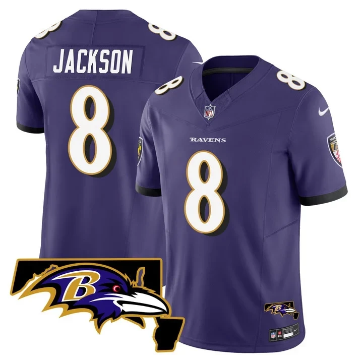 Baltimore Ravens Lamar Jackson Purple Jersey Maryland Patch – All Stitched