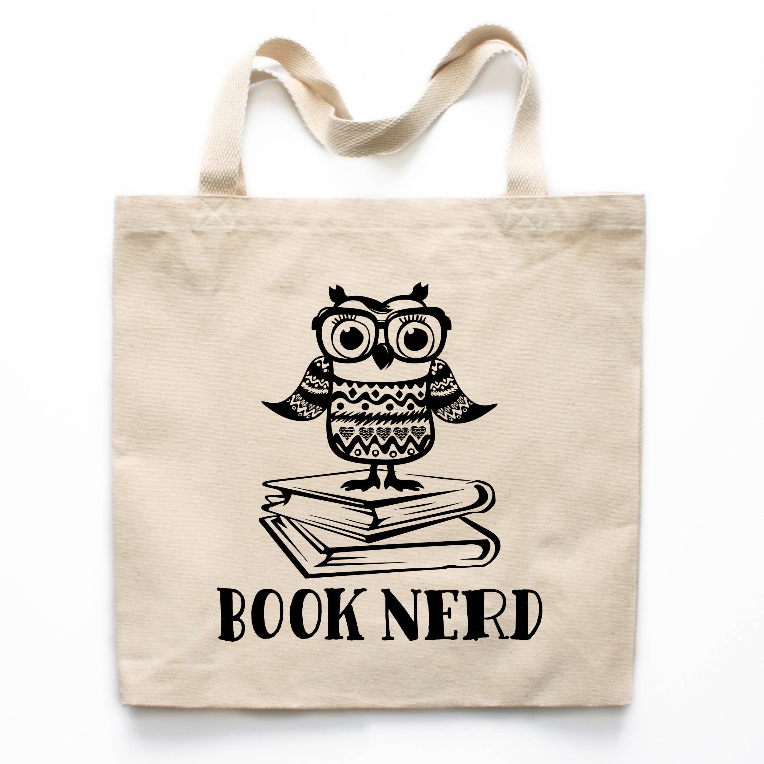 Owl Book Nerd Bag, Book Lover Gift, Book Tote Bag, Book Lover Market Bag, Book Lover Shopping Bag, Reusable Grocery Bag, Christmas Gift 0336