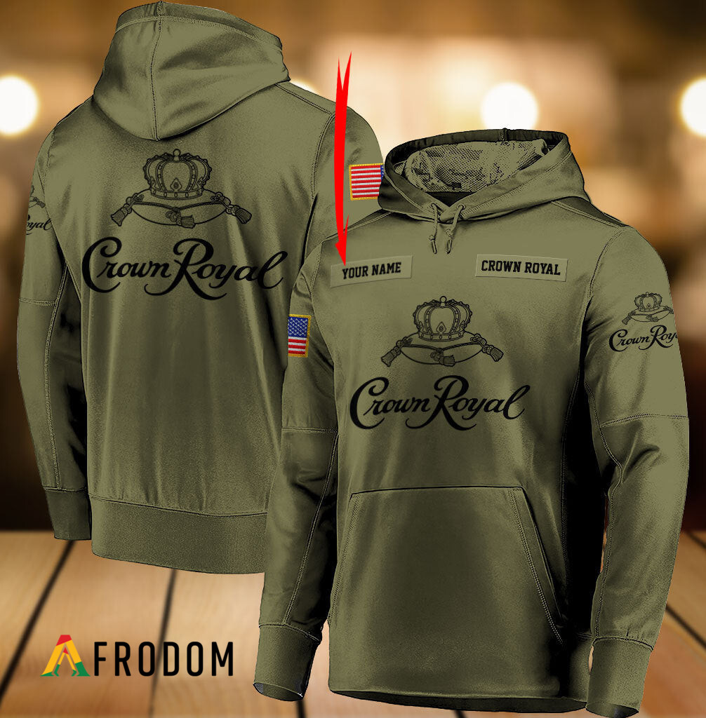 Personalized Military Green Crown Royal Hoodie & Zip Hoodie