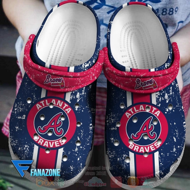 Atlanta Braves Logo Baseball MLB Red Sander Blue Crocss Classic Clogs Shoes Ver646