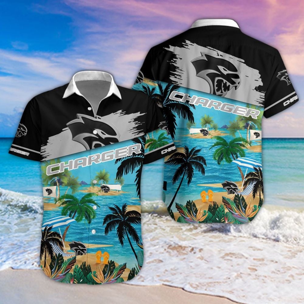 Dodge Charger Car Beach Coastal Island Brand Logo 3D Hawaiian Shirt