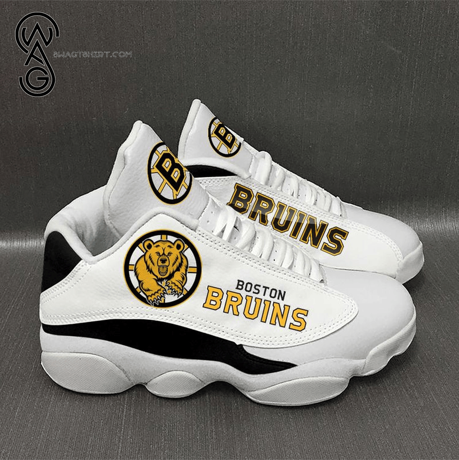 Boston Bruins White Black Air Jordan 13 Shoes JD13 V954