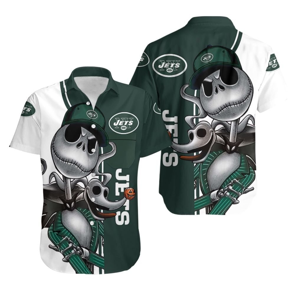 New York Jets Jack Skellington And Zero Hawaiian Shirt