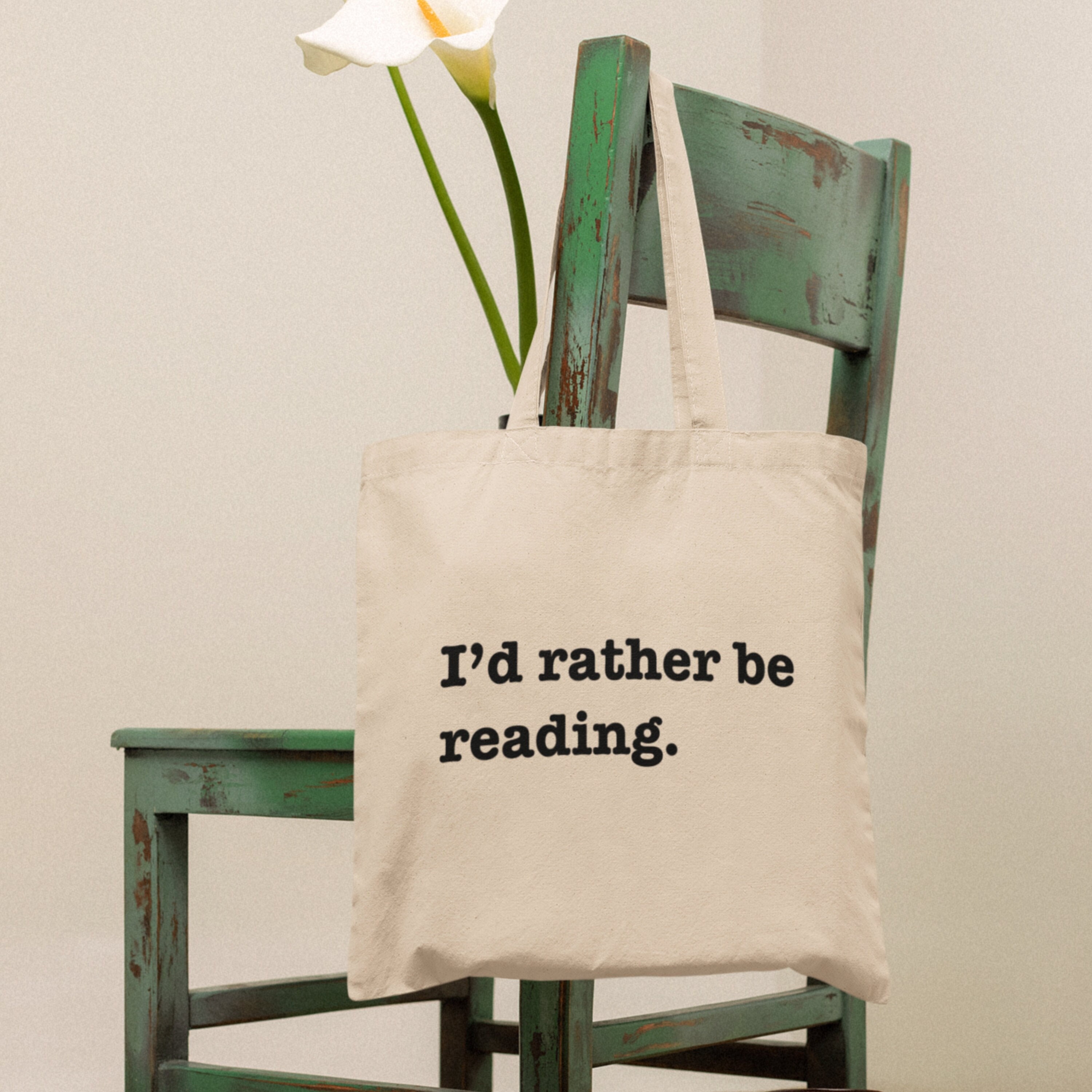 I’d Rather Be Reading Canvas Tote Bag, Reading Tote, Bookish Tote Bag, Book Bag, Teacher Gifts, Holiday Gifts