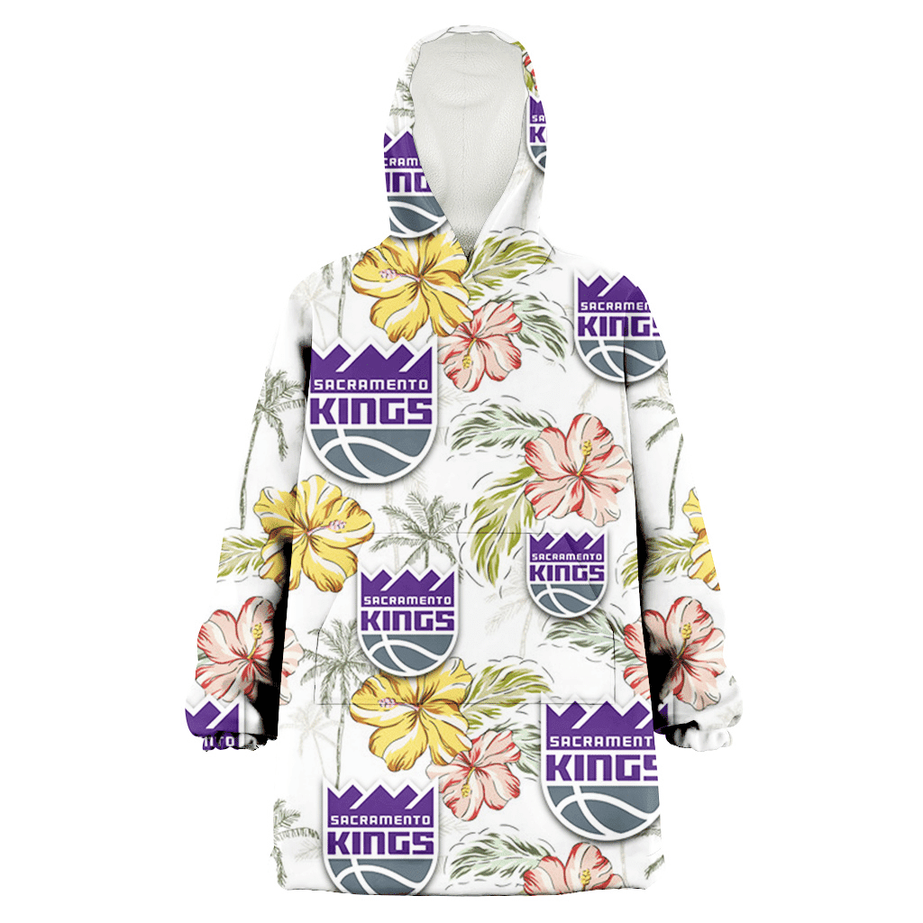 Sacramento Kings Sketch Red Yellow Coconut Tree White Background 3D Printed Hoodie Blanket Snug Hoodie