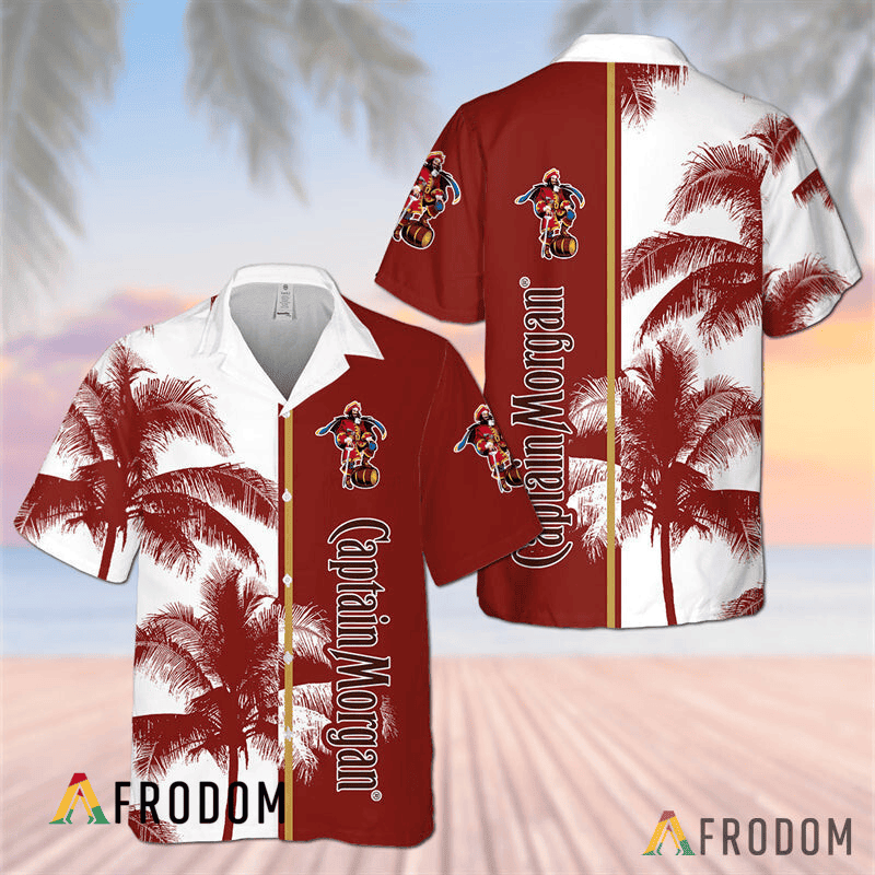 Captain Morgan Tropical Coconut Trees Hawaiian Shirt