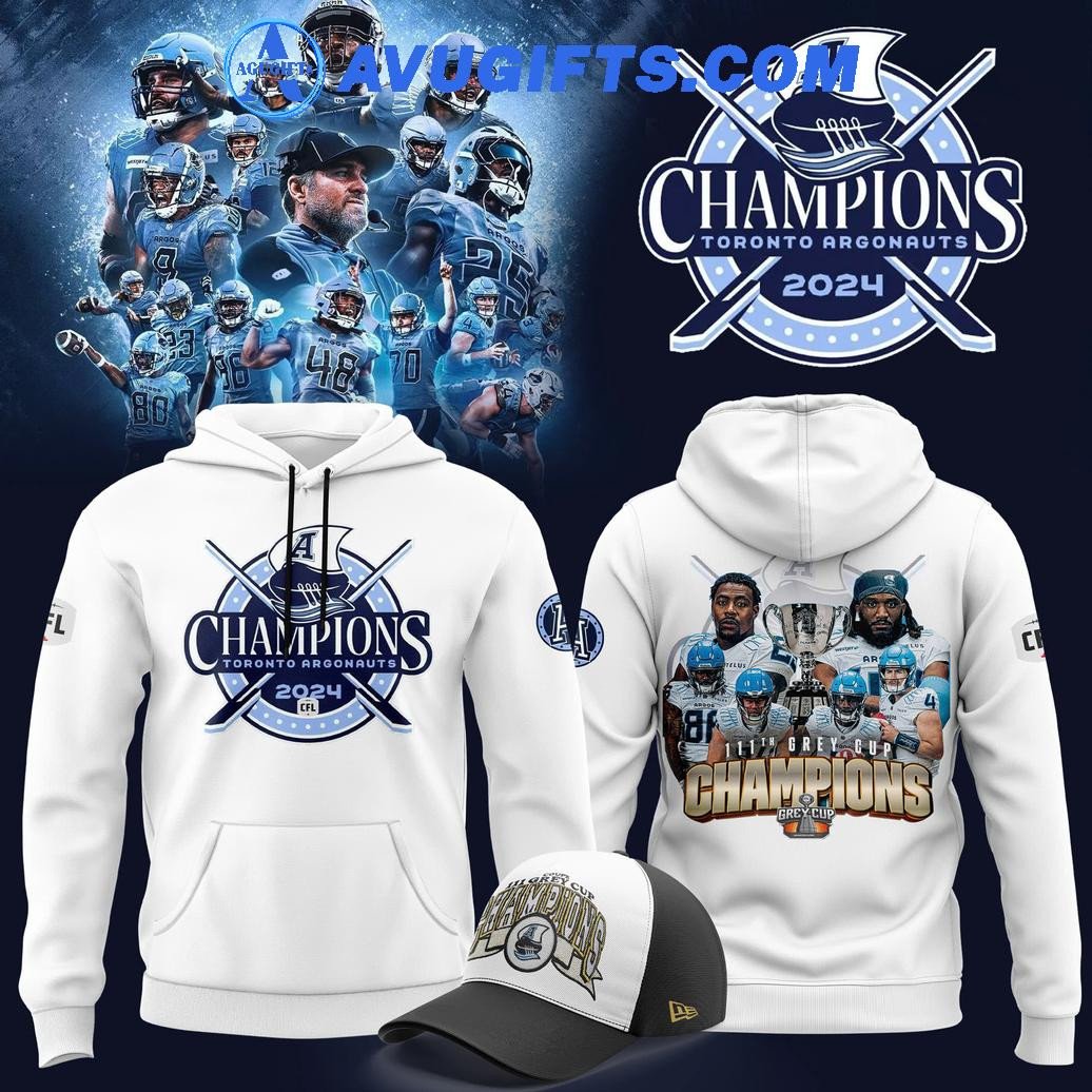 Toronto Argonauts Champions Grey Cup 2024 Special Edition White Hoodie – Zip Hoodie 3D Aop Shirt