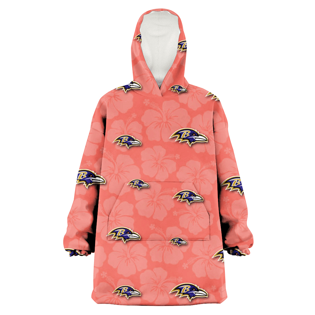 Baltimore Ravens Peach Puff Hibiscus Tomato Orange Background 3D Printed Hoodie Blanket Snug Hoodie