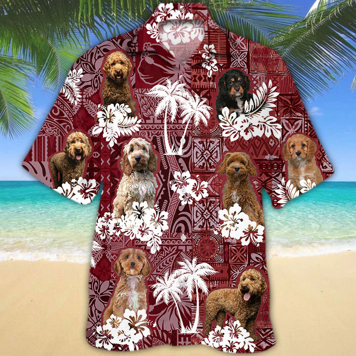 Cavapoo Red Hawaiian Shirt, Gift For Dog Lover Shirts, Animal Summer Shirts, Hawaiian Shirt Men