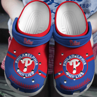 Philadelphia Phillies Logo Baseball MLB Red Blue Crocss Classic Clogs Shoes Ver449