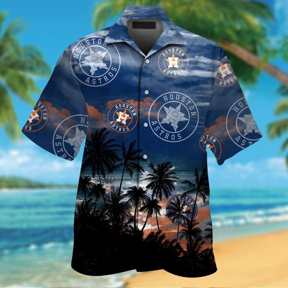 Houston Astros Short Sleeve Button Up Tropical Hawaiian Shirt Ver04