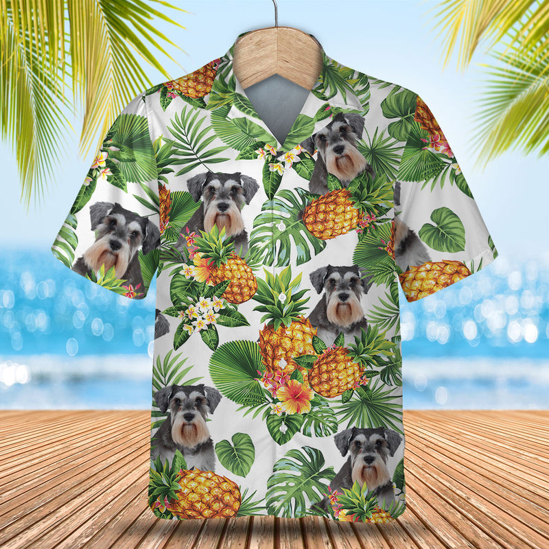 Miniature Schnauzer Tropical Pattern Hawaiian Shirt, Dog Lover Hawaiian Shirt, Summer Gift For Men And Women