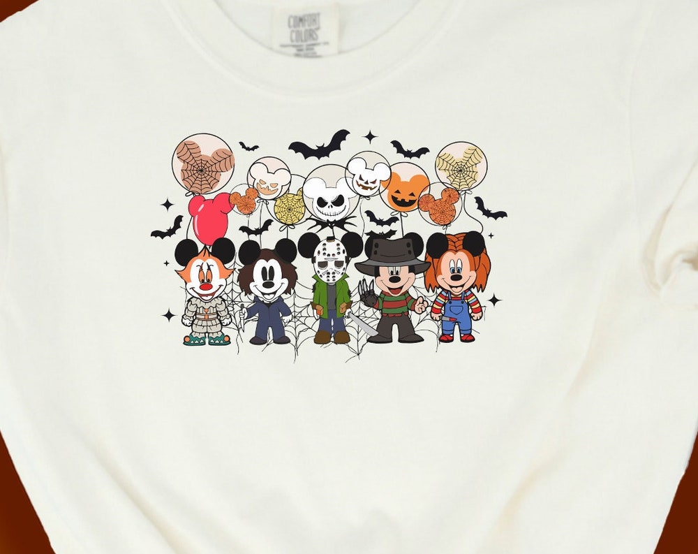 Mickey Halloween Horror Shirt, Disney Halloween Shirts, Horror Movie Characters T-Shirt, Mickey Halloween Balloon Tee, Halloween Sweatshirts