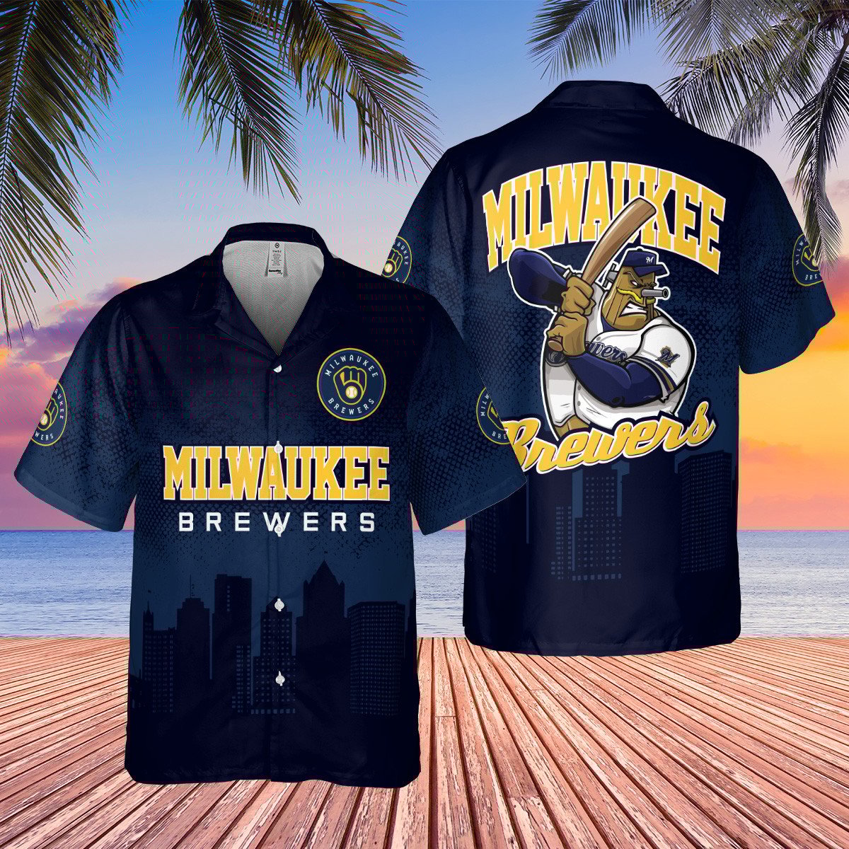 Milwaukee Brewers Mlb Mascot Logo City Edition 3D Hawaiian Shirt