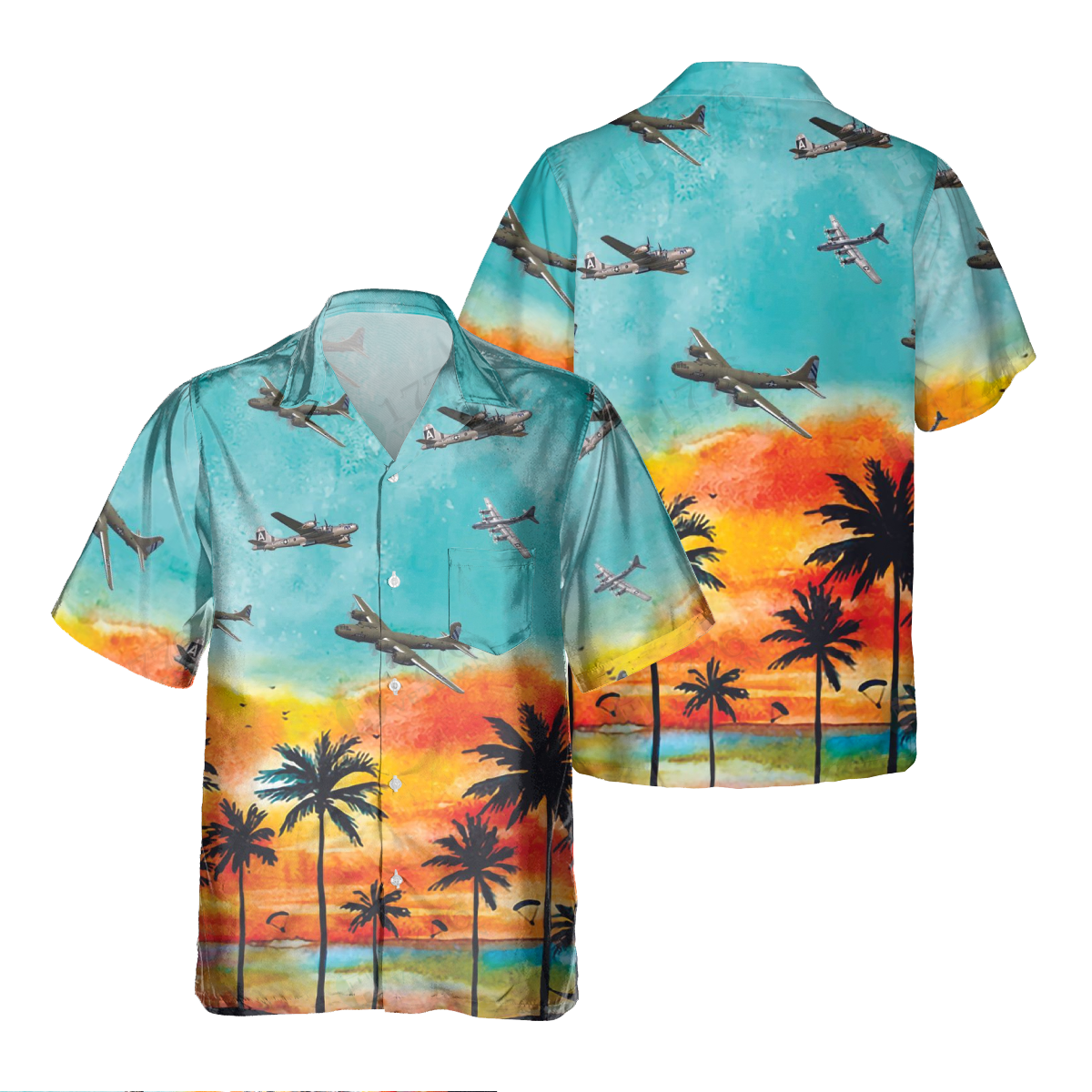 B-29 Superfortress Pocket Hawaiian Shirt, Hawaiian Shirt For Men Dad Veteran, Patriot Day