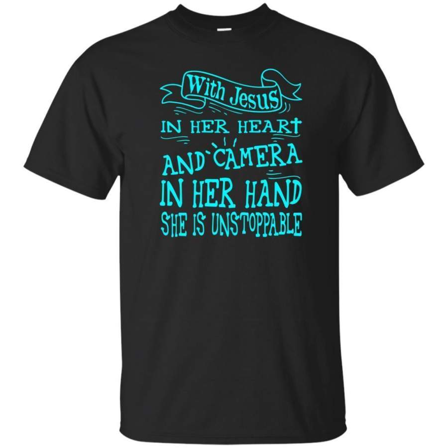 AGR Funny With Jesus Im Her Heart And Camera T-shirt Faith Quote