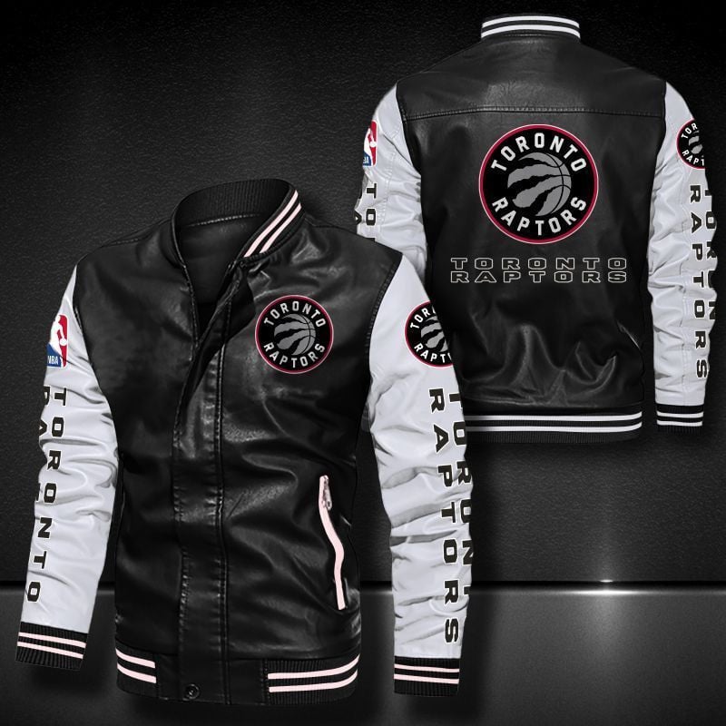 Toronto Raptors Leather Varsity Jacket Bomber Coat