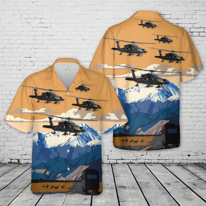 Alaska Army National Guard 1St Battalion, 207Th Aviation Regiment Uh-60 Black Hawk Hawaiian Shirt