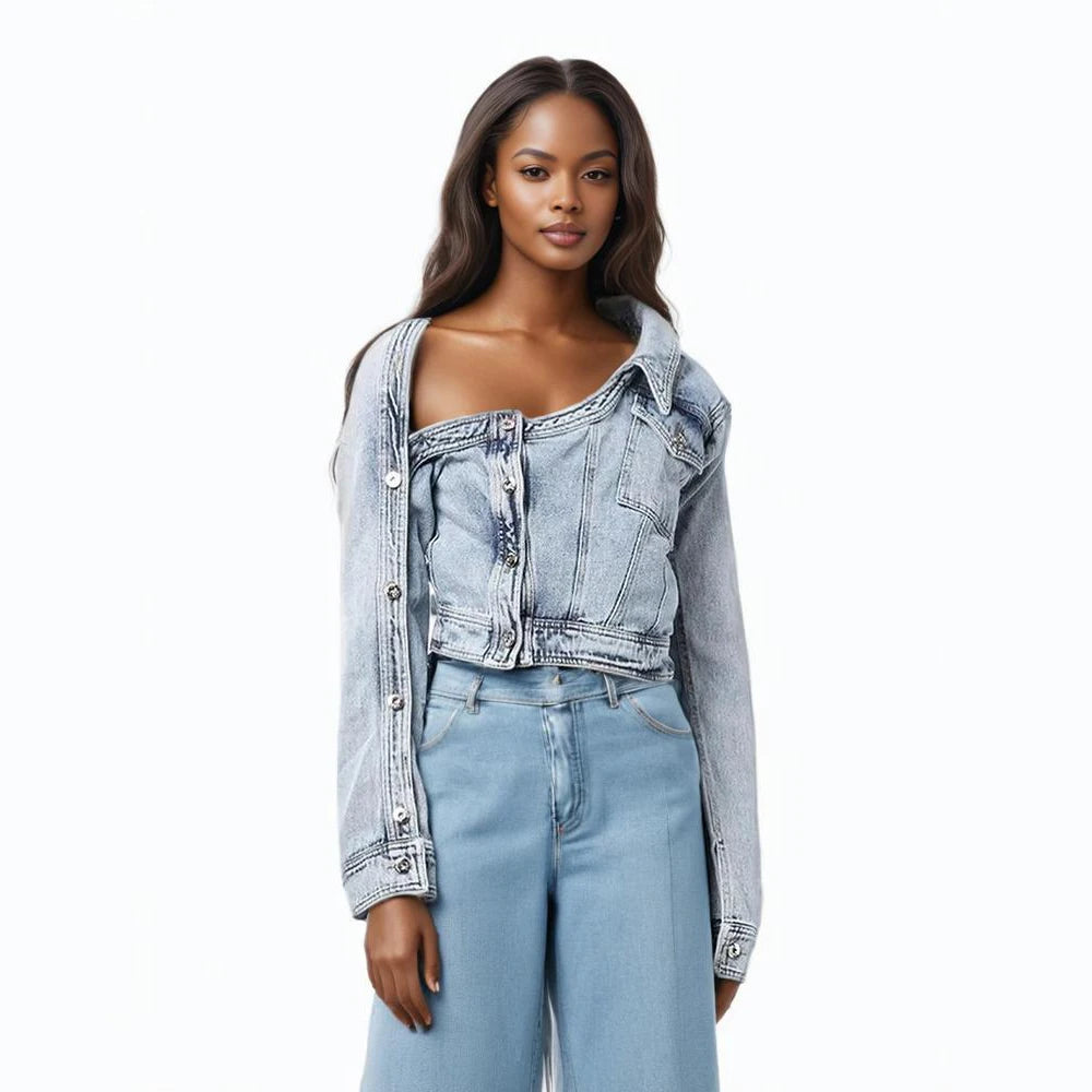 Unique Cut Out Denim Jacket Jacket x Trendy Fashion by Iconictee Where Art Meets Style