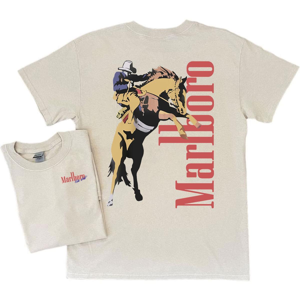 Vintage Marlboro Cowboy Wild West Shirt – Unisex   T-shirt Funny