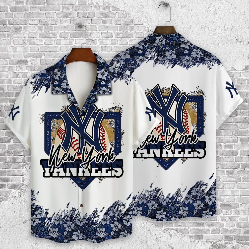 New York Yankees Baseball Pattern Vintage Hawaiian Shirt
