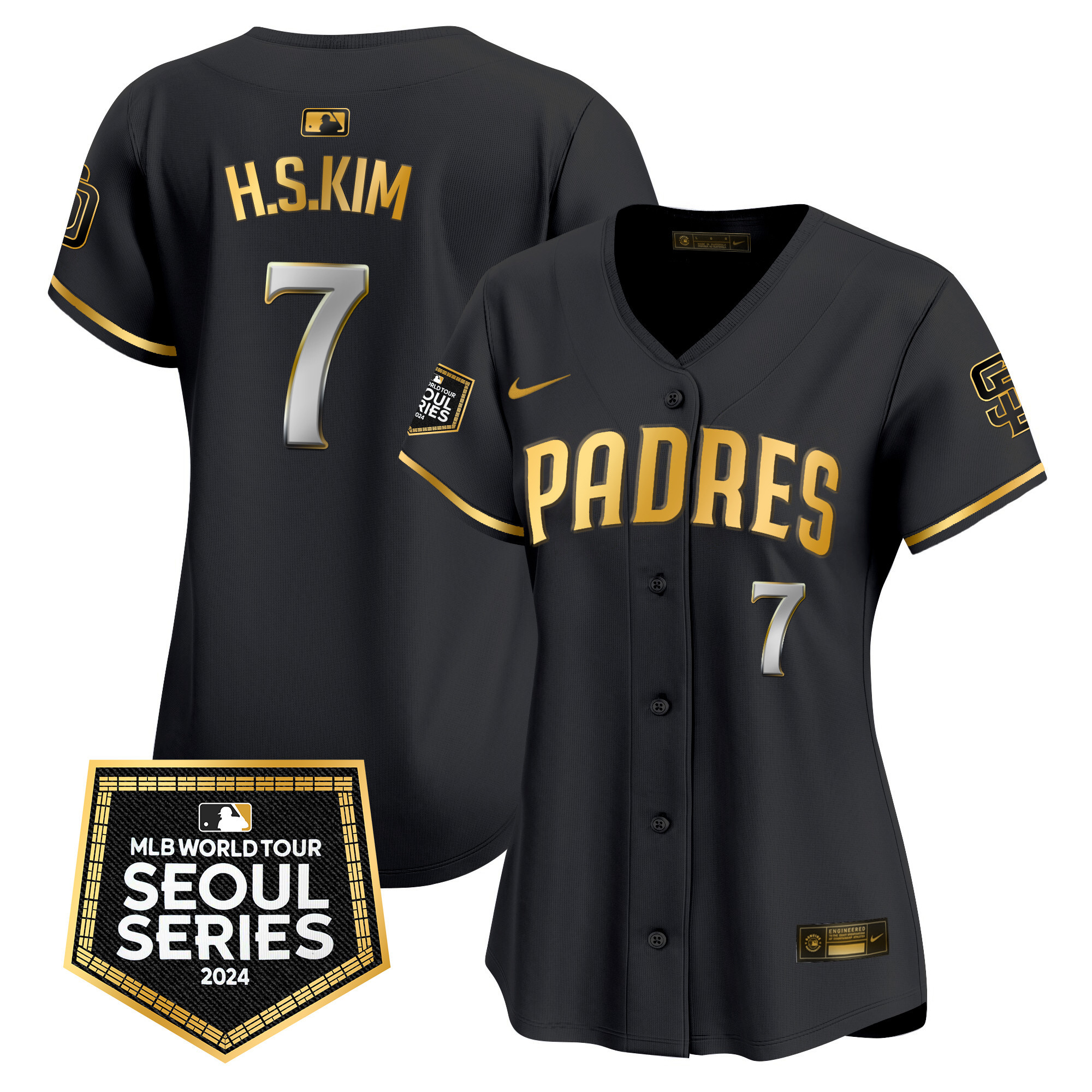 Women’S Padres 2024 World Tour Seoul Series Patch Vapor Premier Limited Jersey – All Stitched