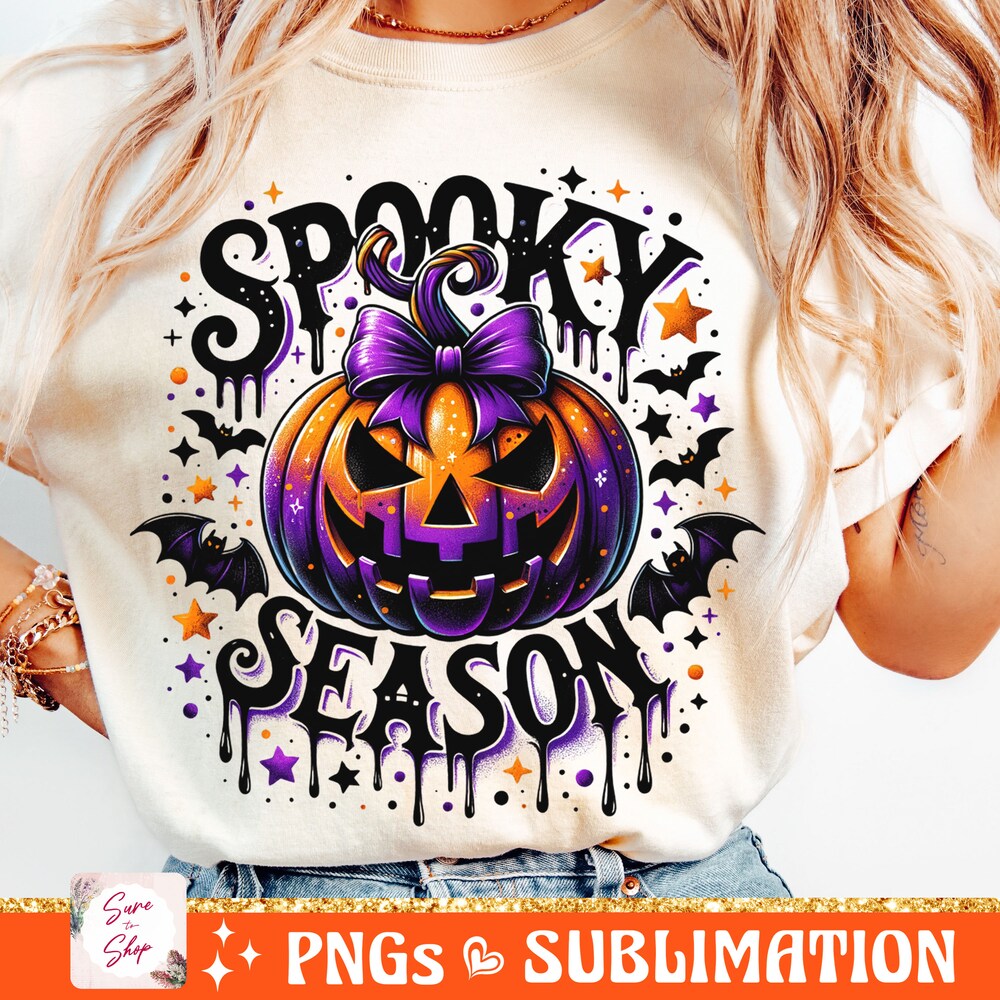 Spooky Season Png, Retro Halloween Png, Pumpkin Png, Halloween Png, Halloween Shirt Sublimation Design, Witchy Bats Png, Spooky vibes Png x By Bdayshirtsforwomen Fashion