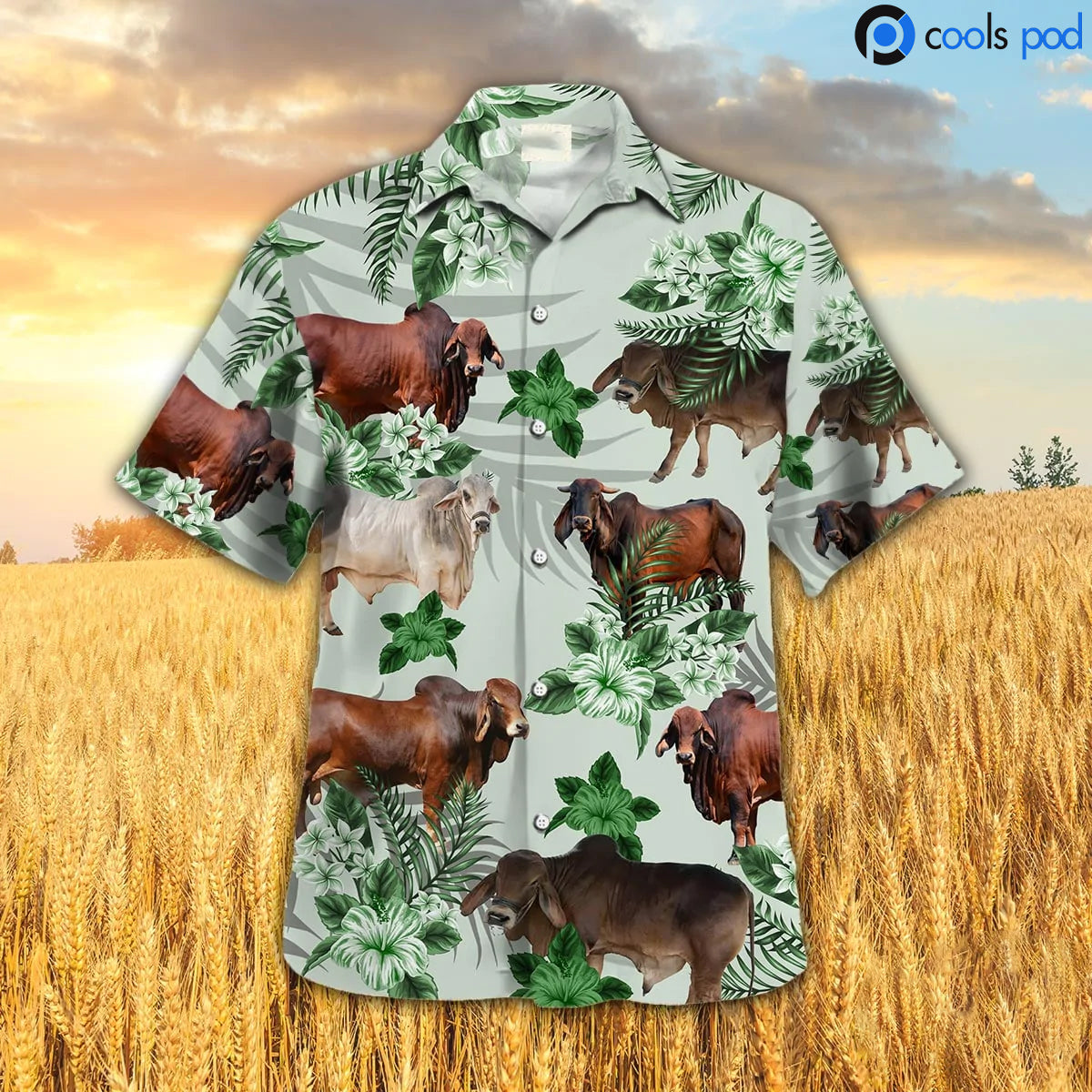 Brahman Hibiscus Hawaiian Shirt, Farm Cow Hawaiian Shirt, Hawaiian Shirt Premium