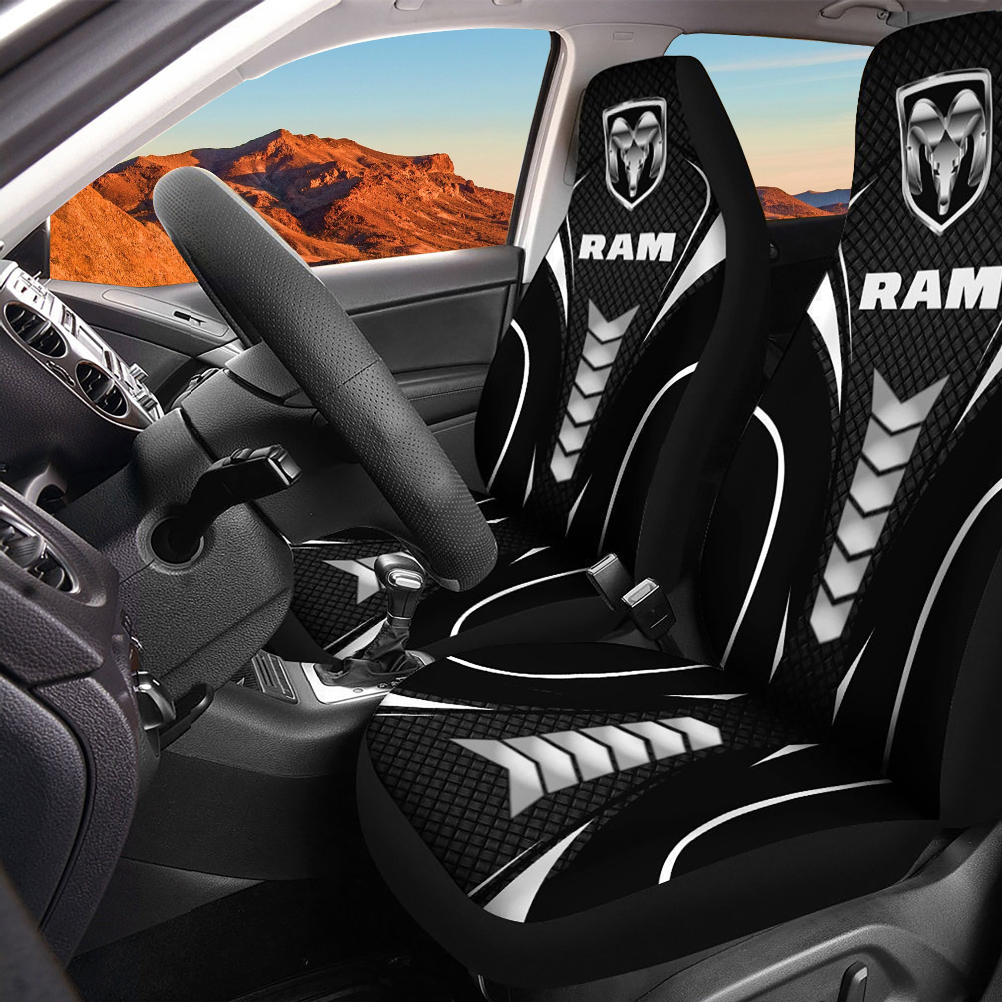 Dodge Ram Logo Car Seat Cover Set CSC3389