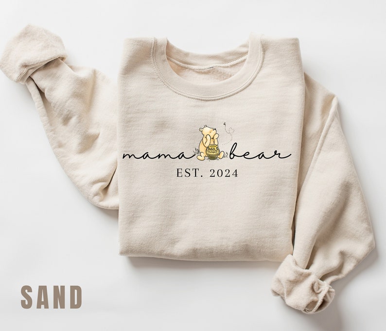 Mama Est Sweatshirt Personalized Mama Bear Winnie The Pooh T-Shirt Mama Bear Gift for Mom Custom Mama Shirt Gift Pooh Mama Bear Shirt