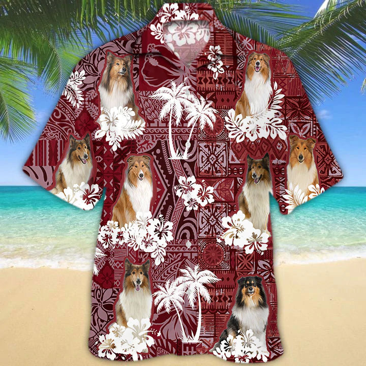 Rough Collie Hawaiian Shirt, Gift For Dog Lover Shirts, Men’S Hawaiian Shirt, Summer Hawaiian Aloha Shirt