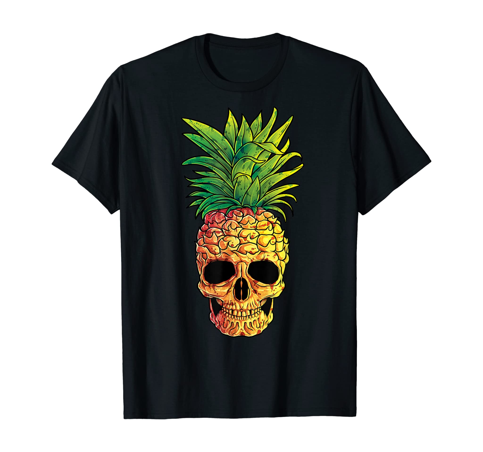 Pineapple Skull T shirt Aloha Beaches Hawaiian Hawaii Goth