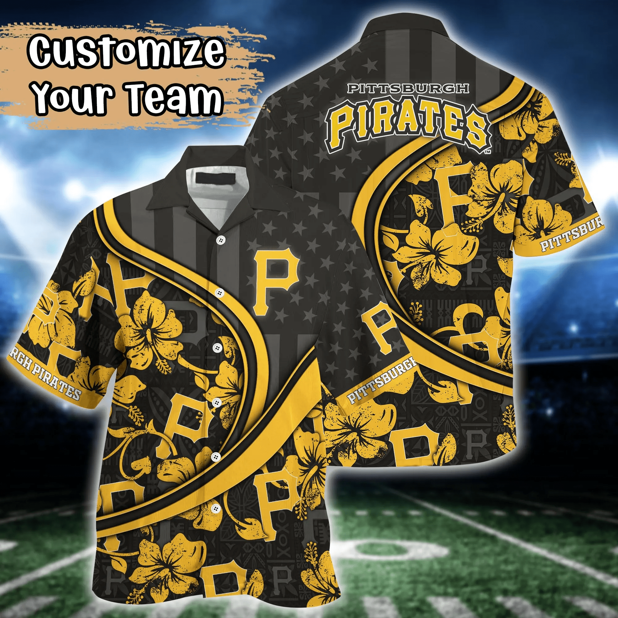 Pittsburgh Pirates Mlb Us Flag Hawaiian Shirt Custom Summer Aloha Shirt