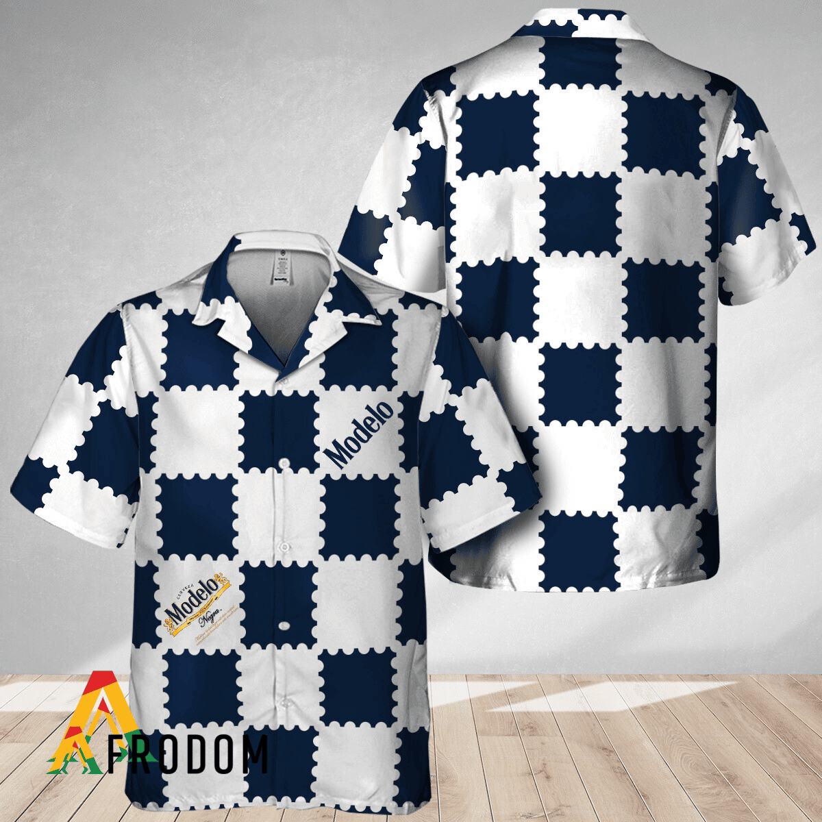 Trendy Gingham Modelo Beer Hawaiian Shirt