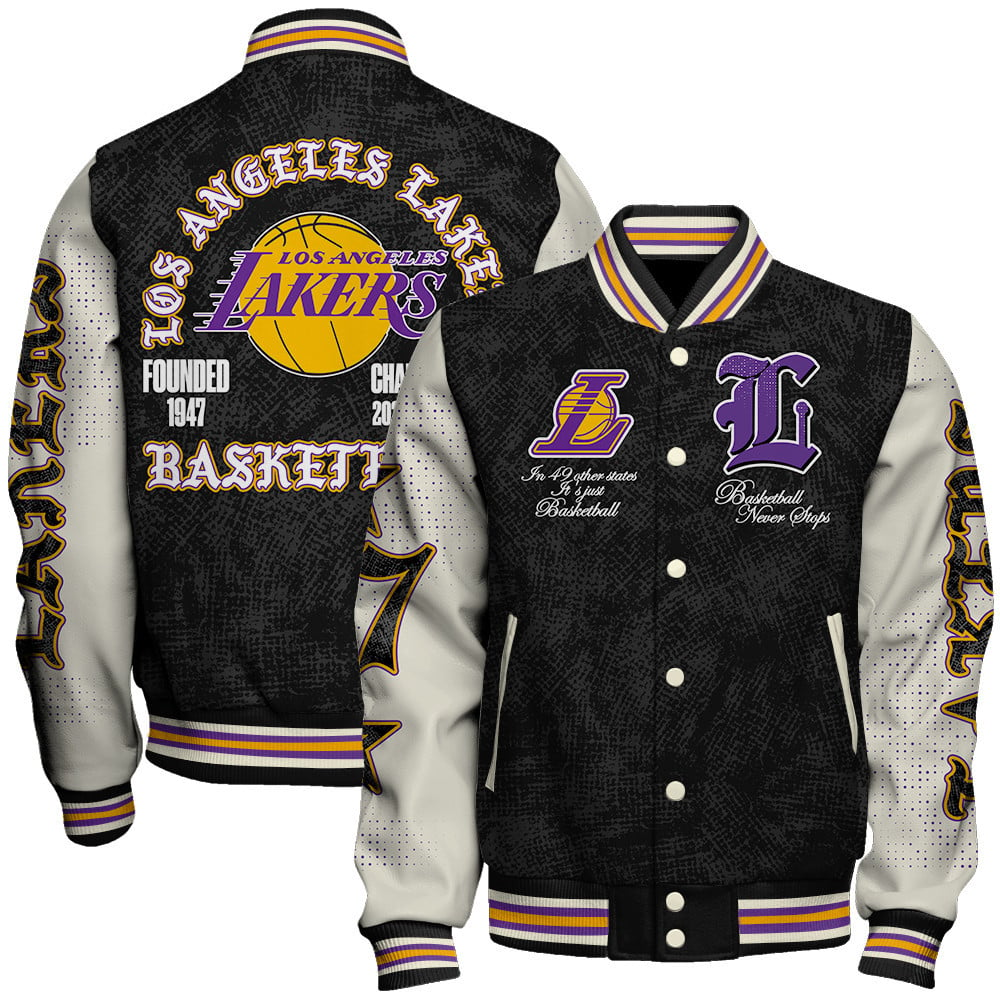 Los Angeles Lakers Team Logo Sport Pattern Style Varsity Jacket