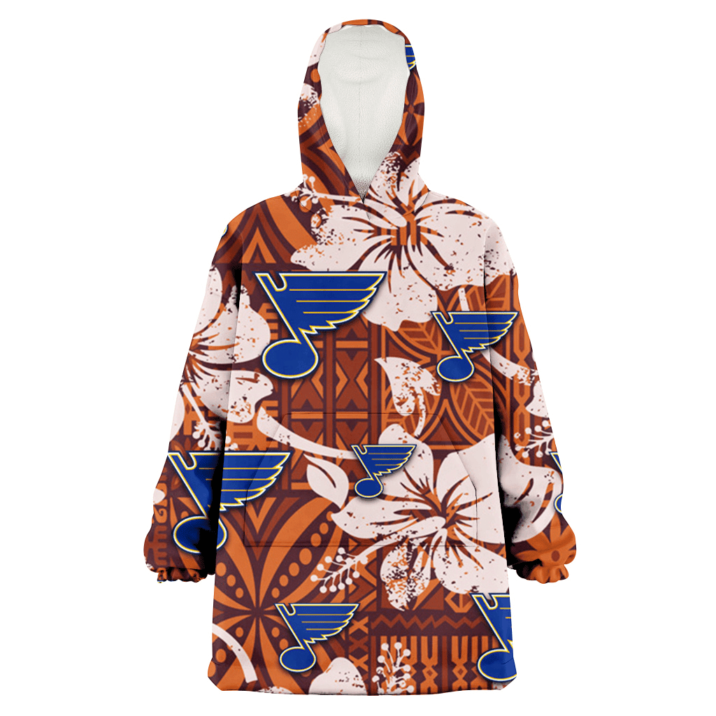 St. Louis Blues Bisque Hibiscus Brown Pattern 3D Printed Hoodie Blanket Snug Hoodie