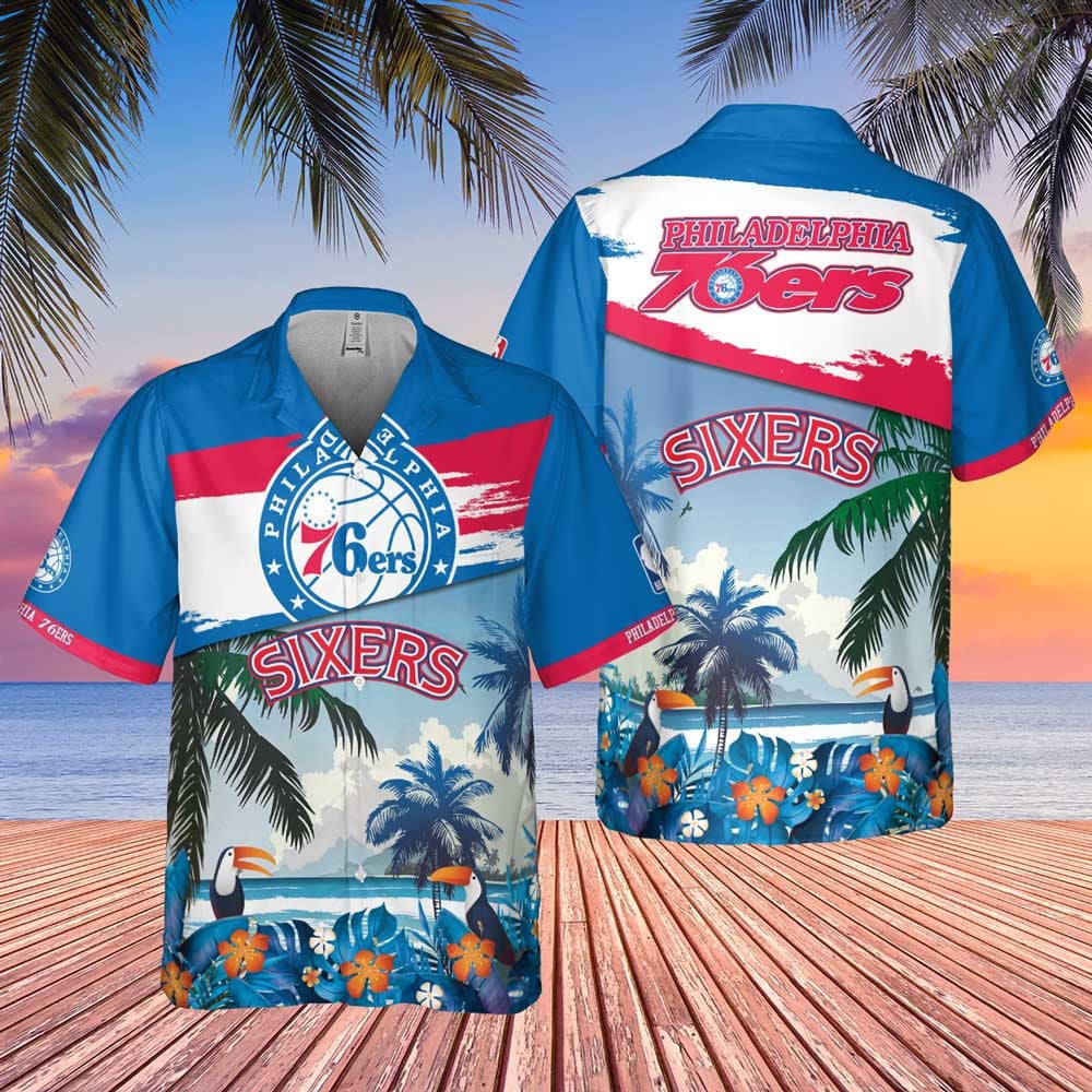 Philadelphia 76Ers Beach Pattern Colorful Print Hawaiian Shirt