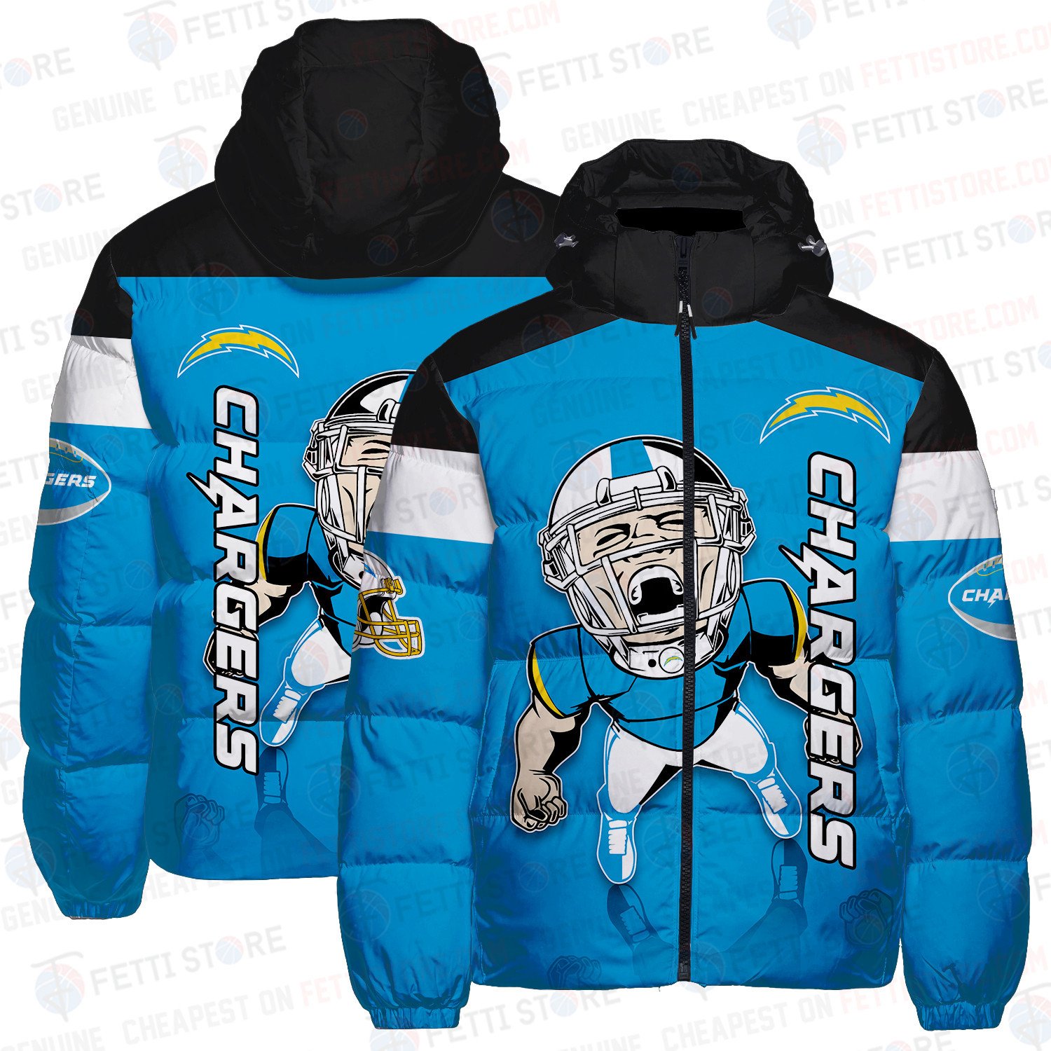 Los Angeles Chargers Player Art AOP Unisex Puffer Jacket Down Jacket