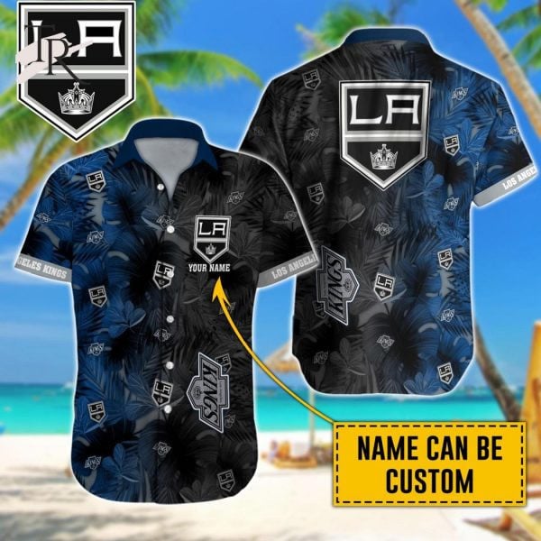 Custom Name Nhl Los Angeles Kings Team Name And Tropical Pattern 3D Hawaiian Shirt