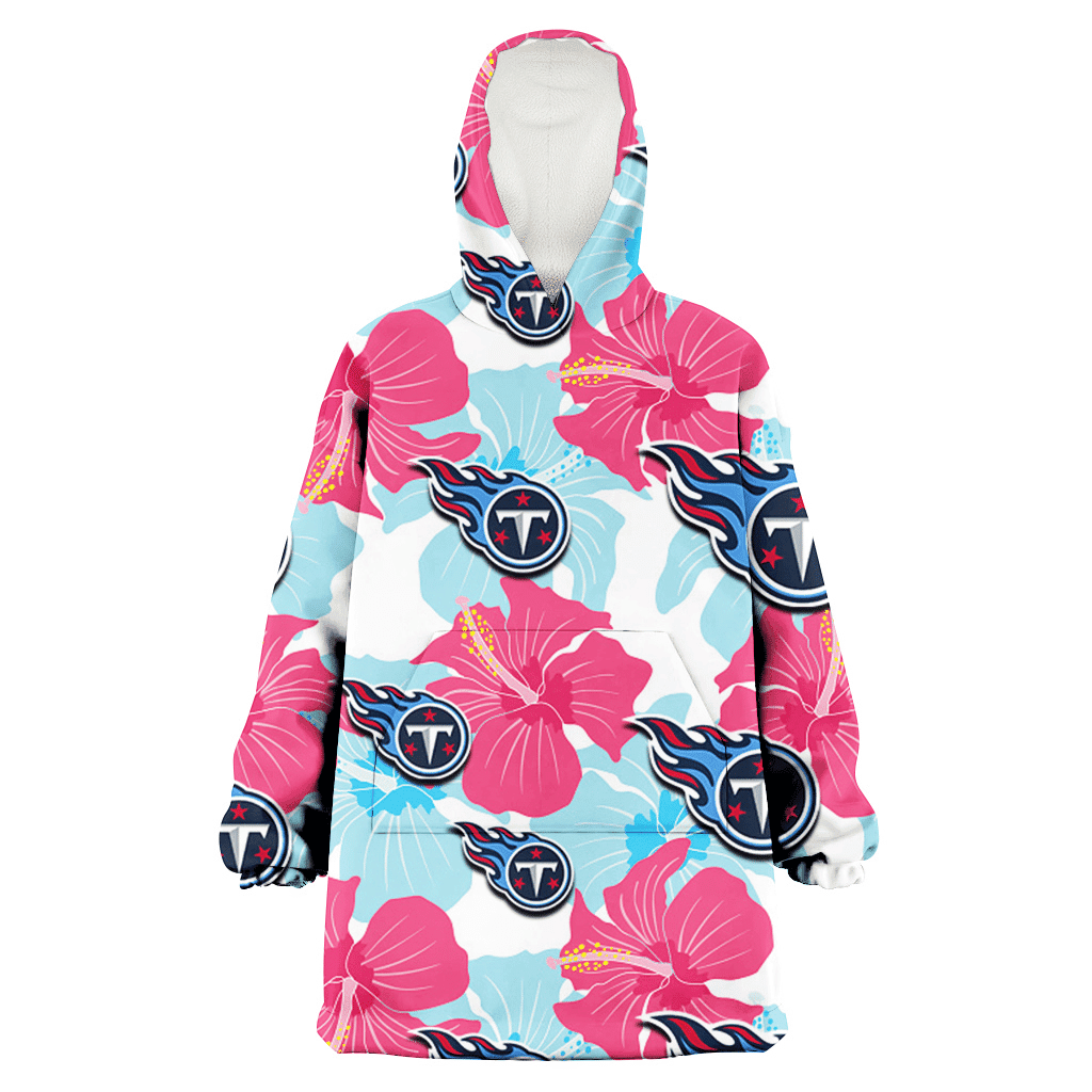 Tennessee Titans Pink Blue Hibiscus White Background 3D Printed Hoodie Blanket Snug Hoodie