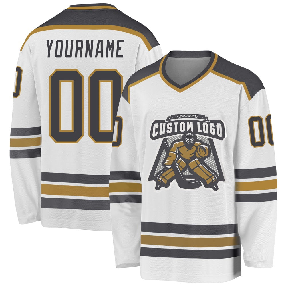 Usa Hockey Jersey, Custom White Steel Gray Old Gold Hockey Jersey, Team Hockey Jerseys x Odenshop Fashion Where Art Meets Style