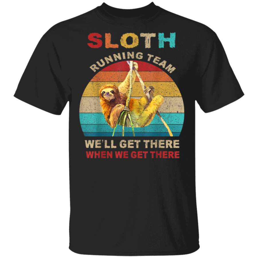 Funny Vintage Retro Sloth Running Team Gift T-shirt Long Hoodie Black