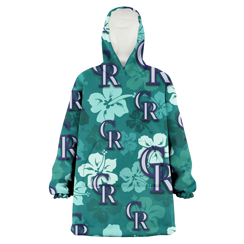 Colorado Rockies Light Sea Green Hibiscus Green Background 3D Printed Hoodie Blanket Snug Hoodie