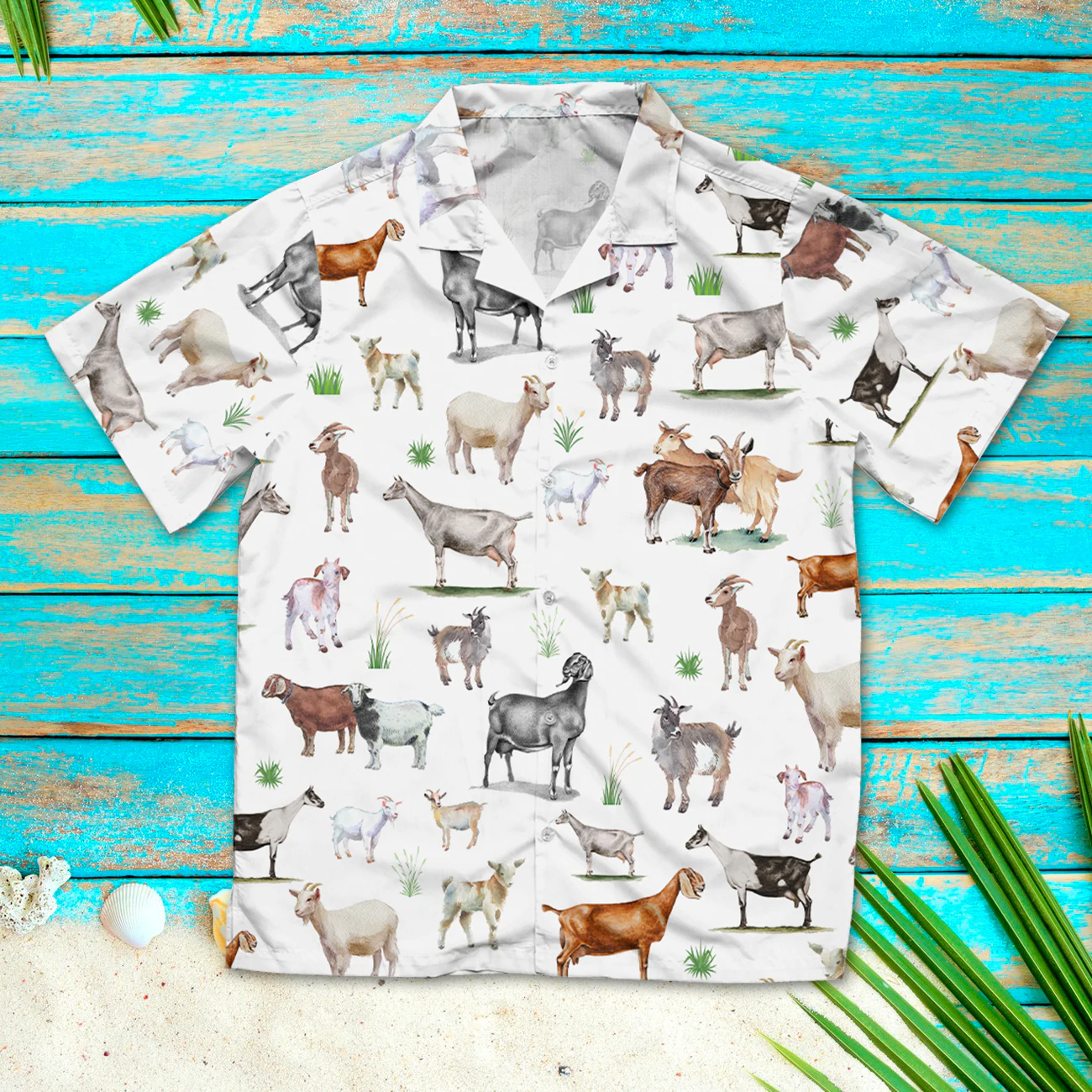 Goat Painting Pattern Hawaiian Shirt, Summer Hawaiian Shirts For Men And Women Aloha Beach Shirt