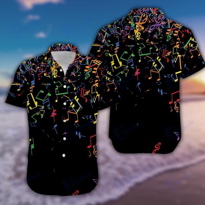 Colorful Music Notes Hawaiian Aloha Shirts
