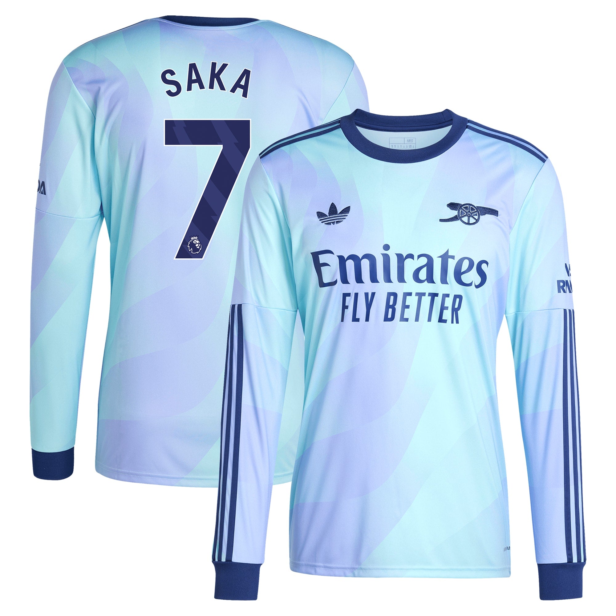 Bukayo Saka Arsenal Adidas 2024/25 Third Long Sleeve Player Jersey – Aqua