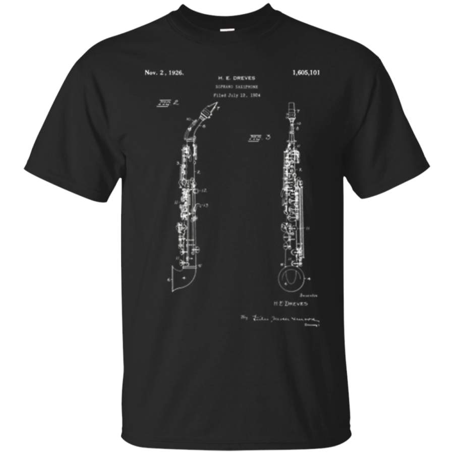 AGR Vintage Patent Print 1926 Soprano Saxophone Player T-shirt